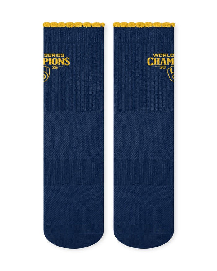 Milwaukee Brewers 2026 World Series Champions Womens 3 Pack Ruffle Quarter Socks FOCO - FOCO.com