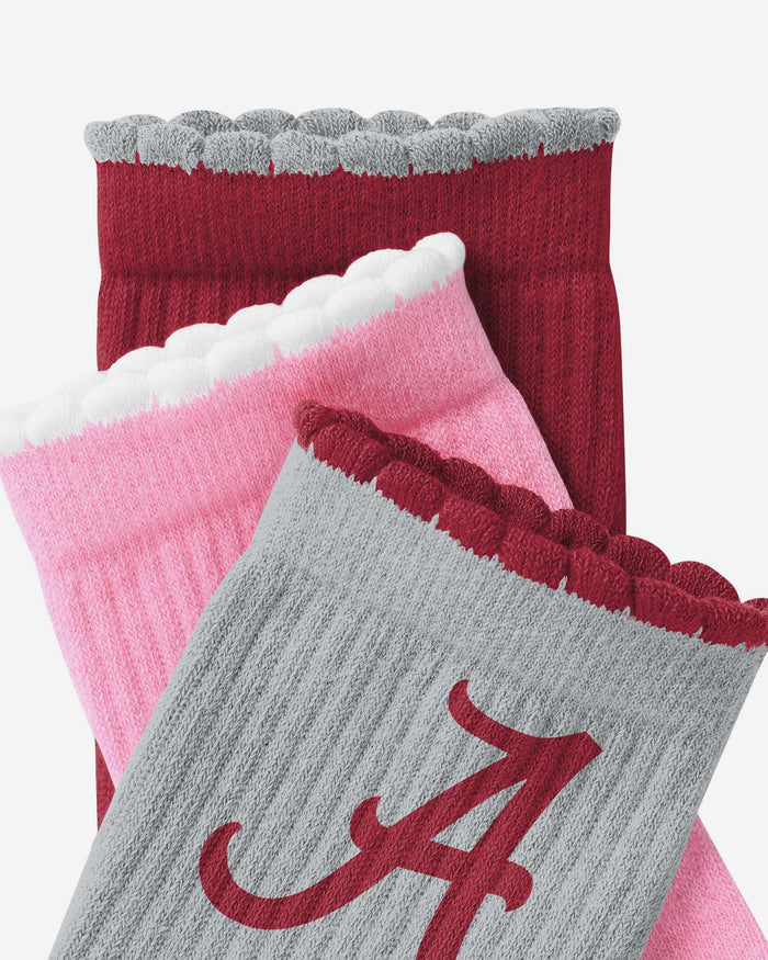 Alabama Crimson Tide 3-Pack Ruffle Quarter Socks