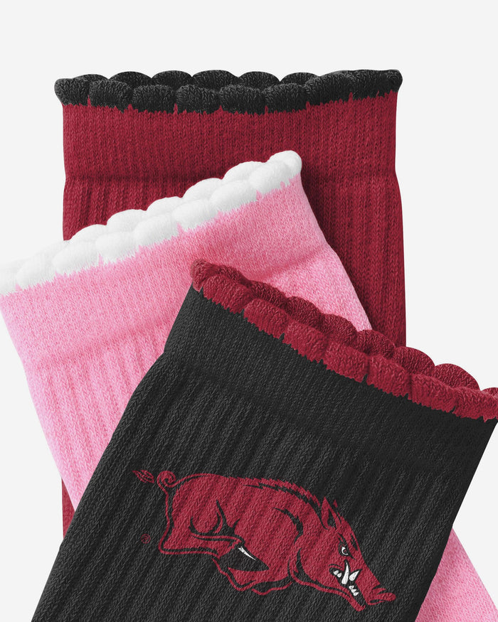 Arkansas Razorbacks 3-Pack Ruffle Quarter Socks