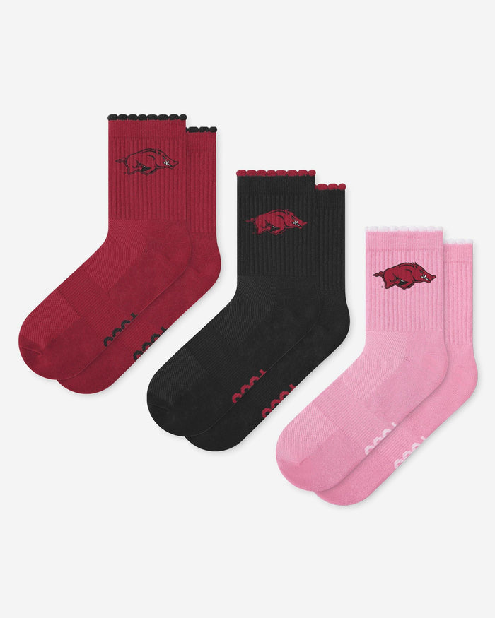 Arkansas Razorbacks 3-Pack Ruffle Quarter Socks