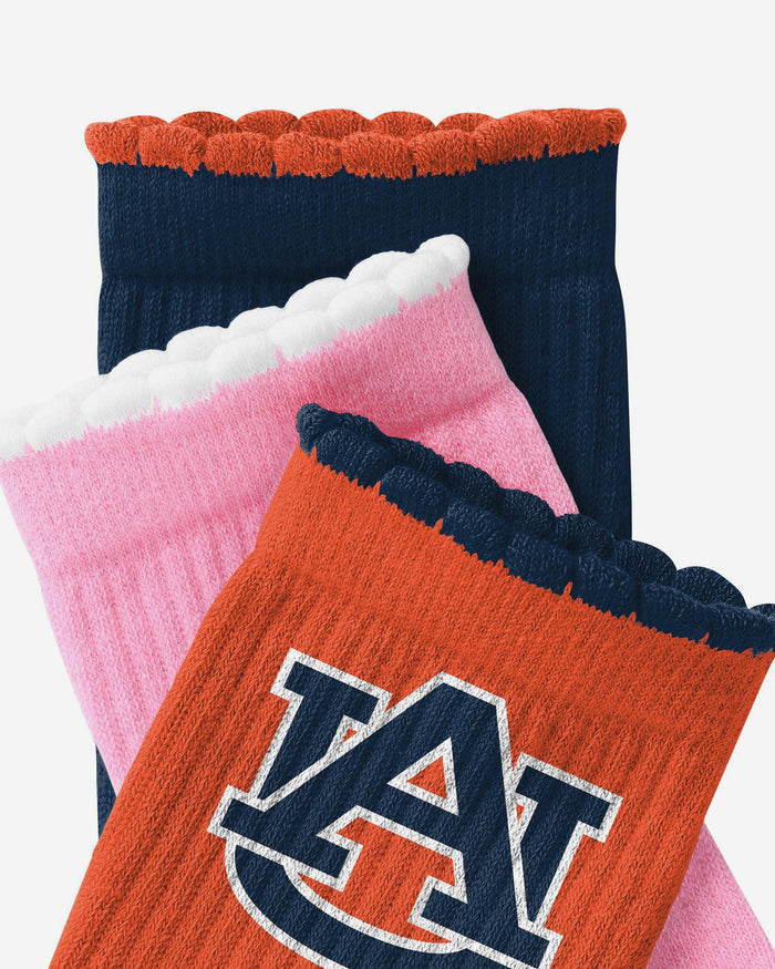 Auburn Tigers 3-Pack Ruffle Quarter Socks