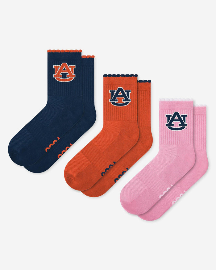 Auburn Tigers 3-Pack Ruffle Quarter Socks