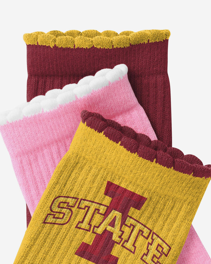 Iowa State Cyclones 3-Pack Ruffle Quarter Socks
