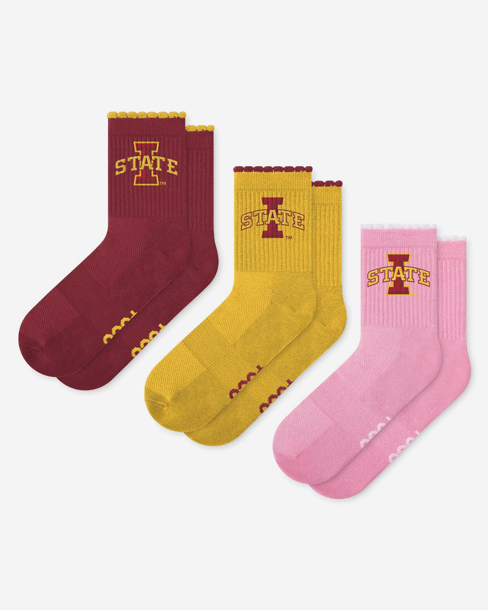 Iowa State Cyclones 3-Pack Ruffle Quarter Socks