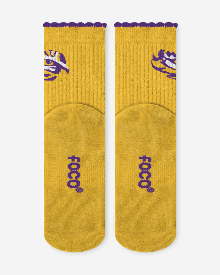 LSU Tigers 3-Pack Ruffle Quarter Socks