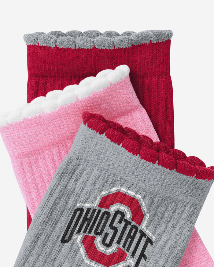 Ohio State Buckeyes 3-Pack Ruffle Quarter Socks