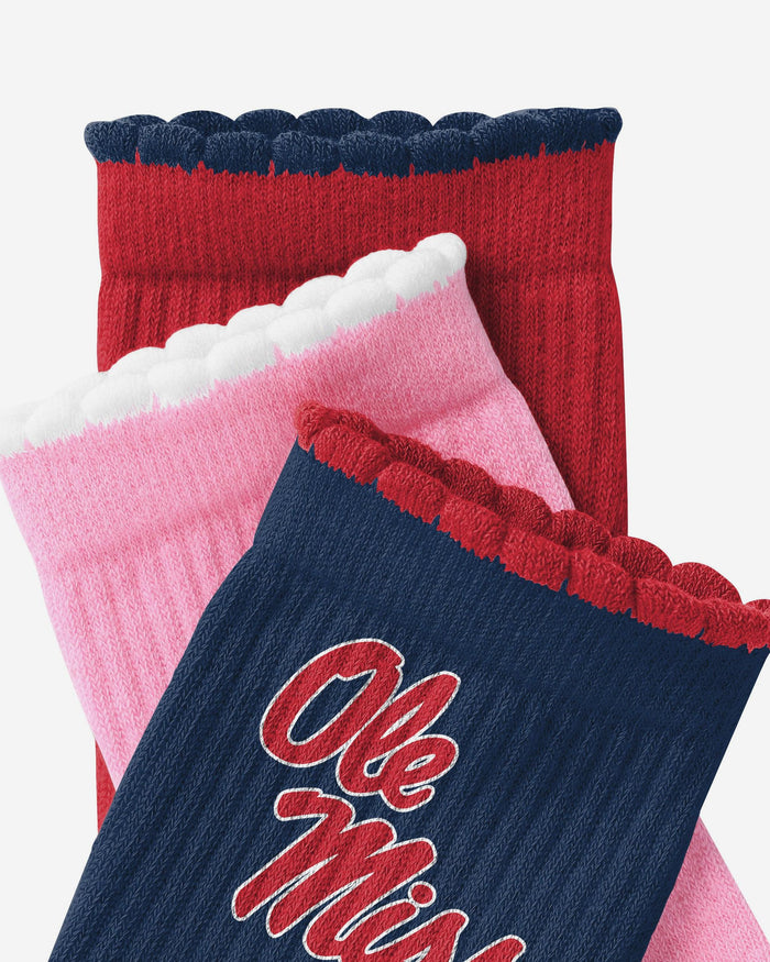 Ole Miss Rebels 3-Pack Ruffle Quarter Socks