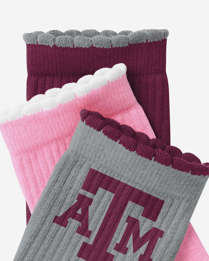 Texas A&M Aggies 3-Pack Ruffle Quarter Socks FOCO - FOCO.com