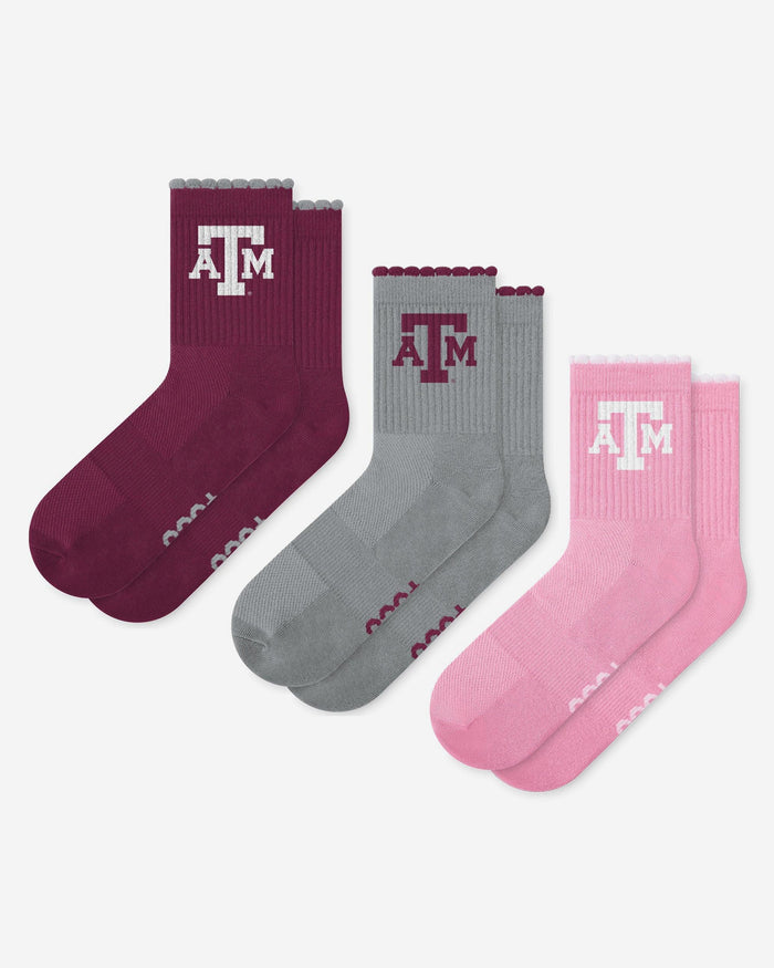 Texas A&M Aggies 3-Pack Ruffle Quarter Socks FOCO - FOCO.com