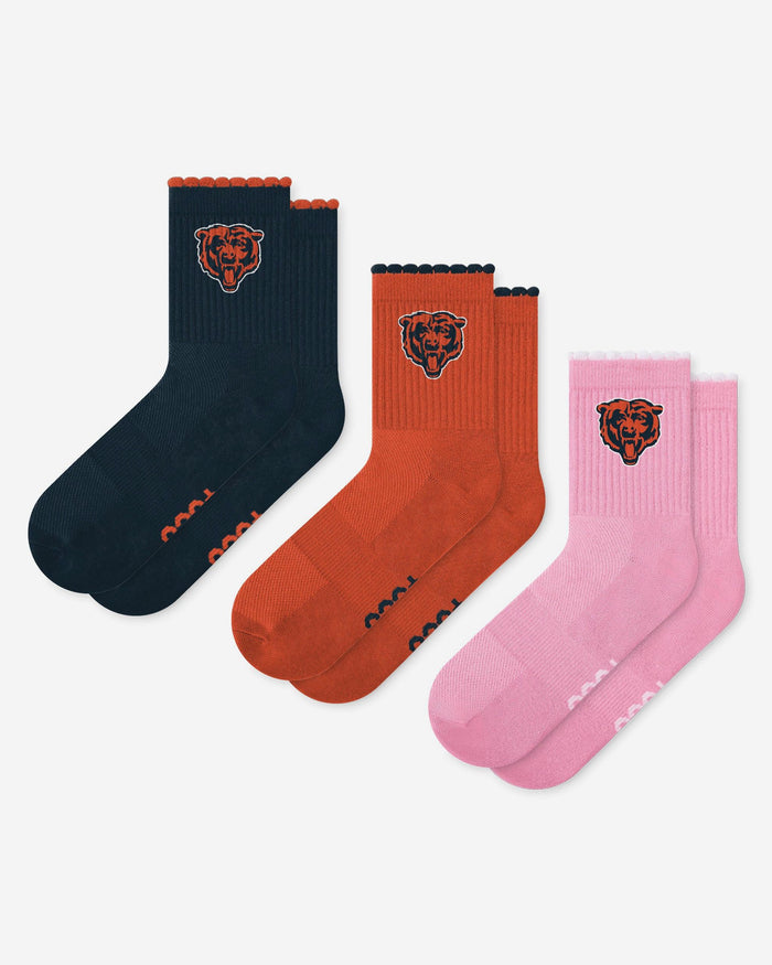 Chicago Bears 3-Pack Ruffle Quarter Socks