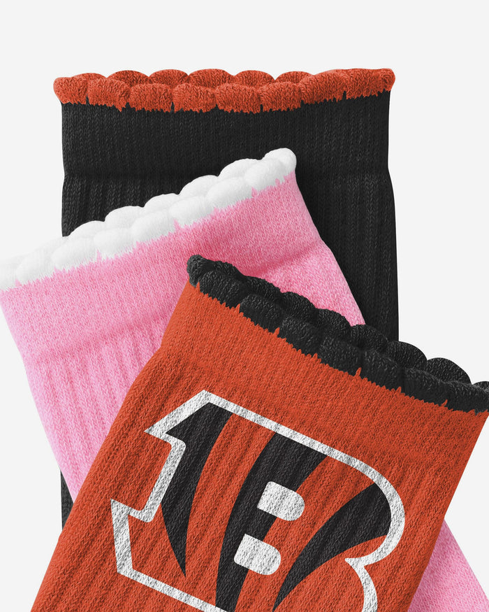 Cincinnati Bengals 3-Pack Ruffle Quarter Socks