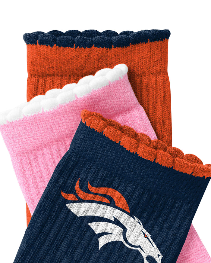 Denver Broncos 3-Pack Ruffle Quarter Socks