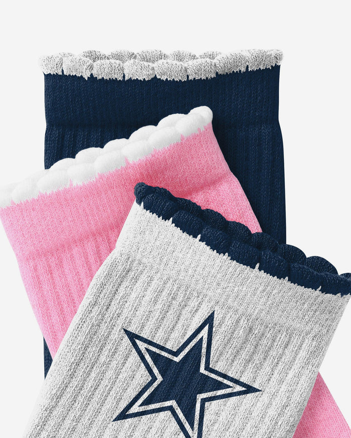 Dallas Cowboys 3-Pack Ruffle Quarter Socks