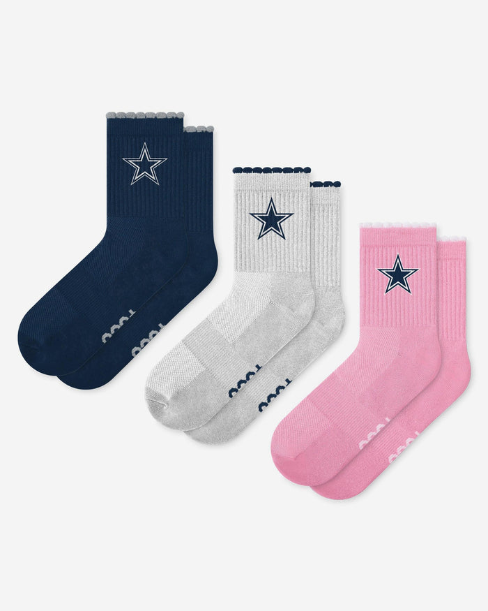 Dallas Cowboys 3-Pack Ruffle Quarter Socks