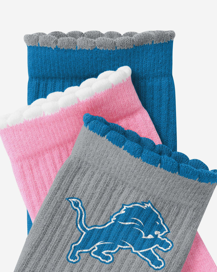 Detroit Lions 3-Pack Ruffle Quarter Socks FOCO - FOCO.com