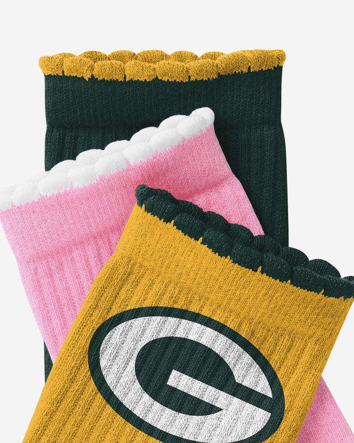 Green Bay Packers 3-Pack Ruffle Quarter Socks