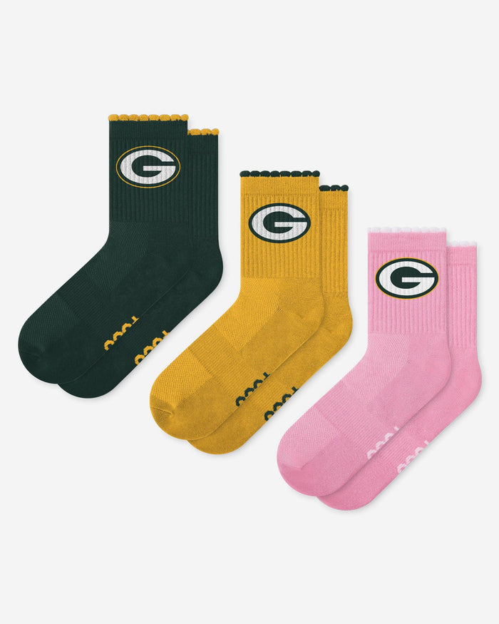 Green Bay Packers 3-Pack Ruffle Quarter Socks
