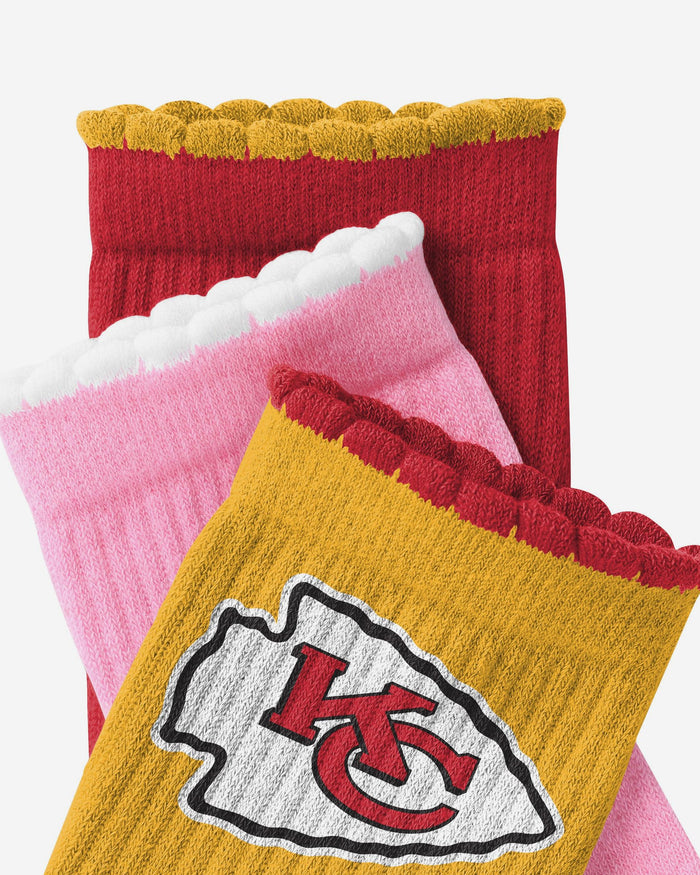 Kansas City Chiefs 3-Pack Ruffle Quarter Socks
