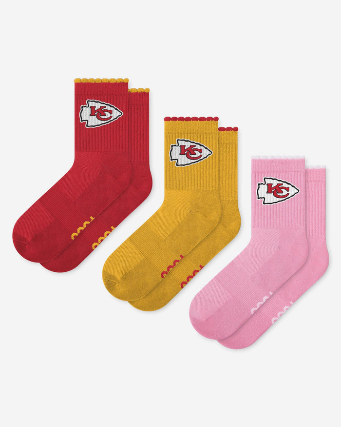 Kansas City Chiefs 3-Pack Ruffle Quarter Socks