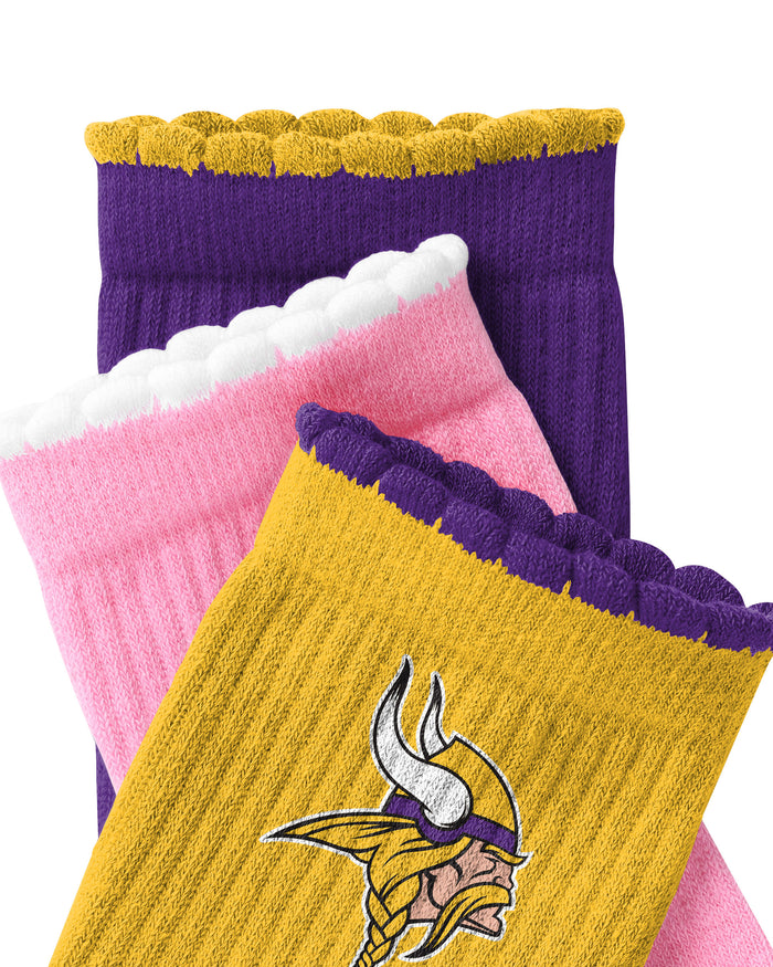 Minnesota Vikings 3-Pack Ruffle Quarter Socks