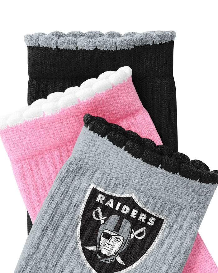 Las Vegas Raiders 3-Pack Ruffle Quarter Socks