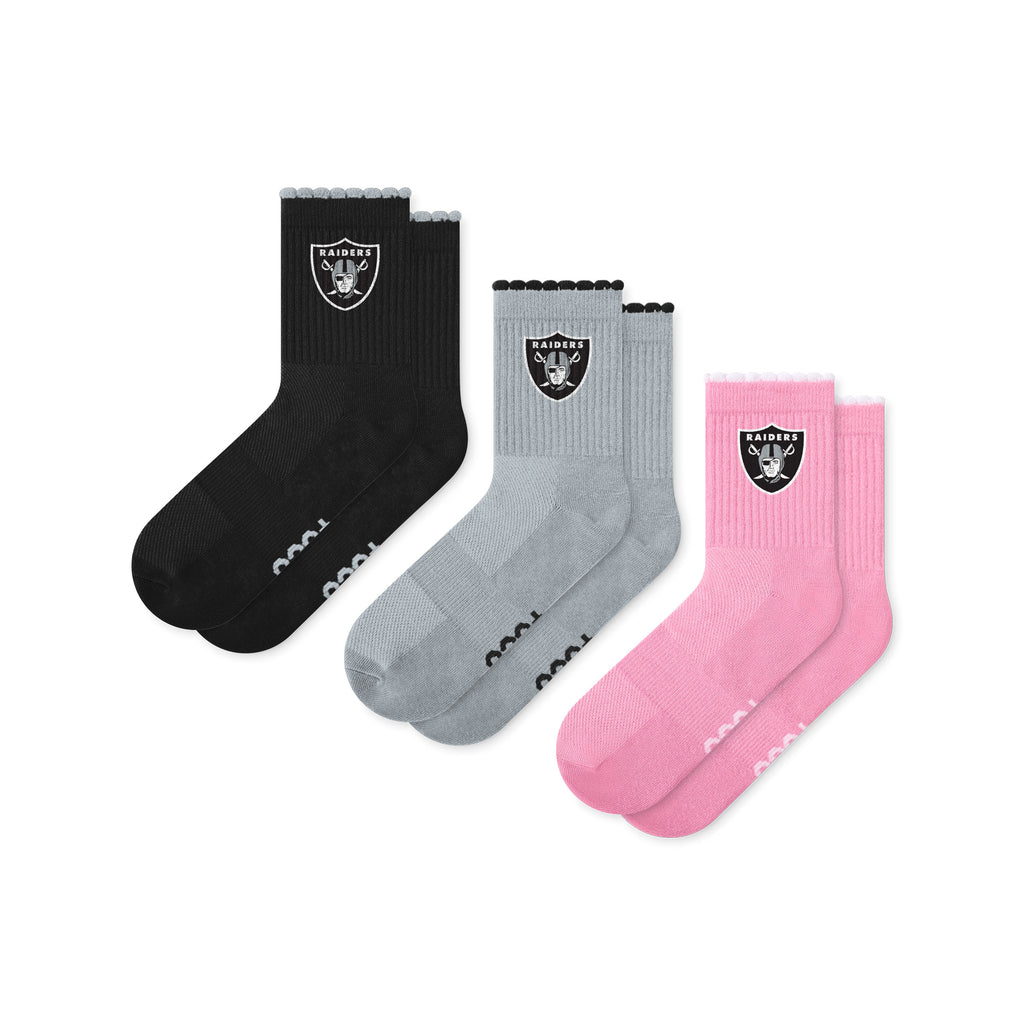 Las Vegas Raiders 3-Pack Ruffle Quarter Socks