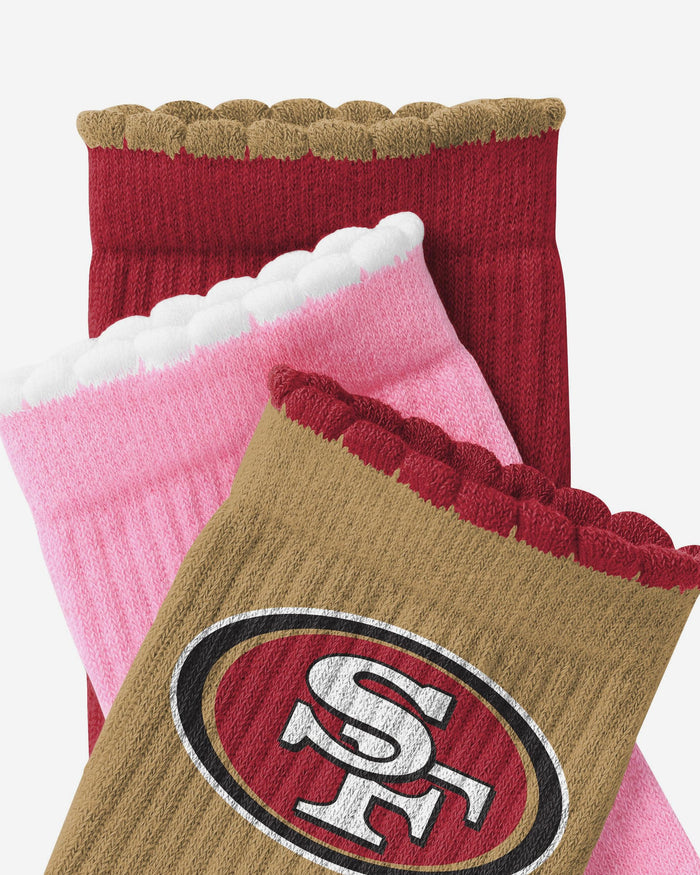 San Francisco 49ers 3-Pack Ruffle Quarter Socks