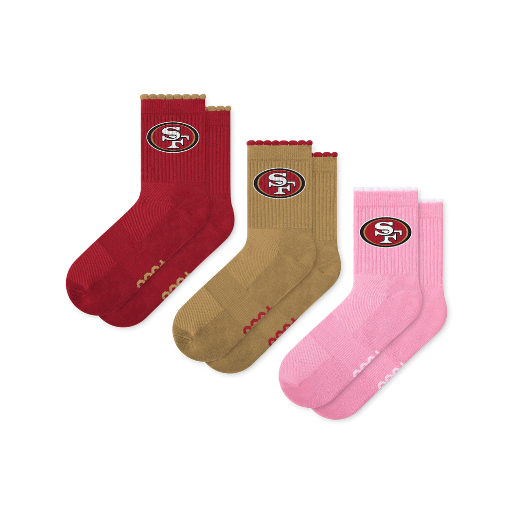 San Francisco 49ers 3-Pack Ruffle Quarter Socks