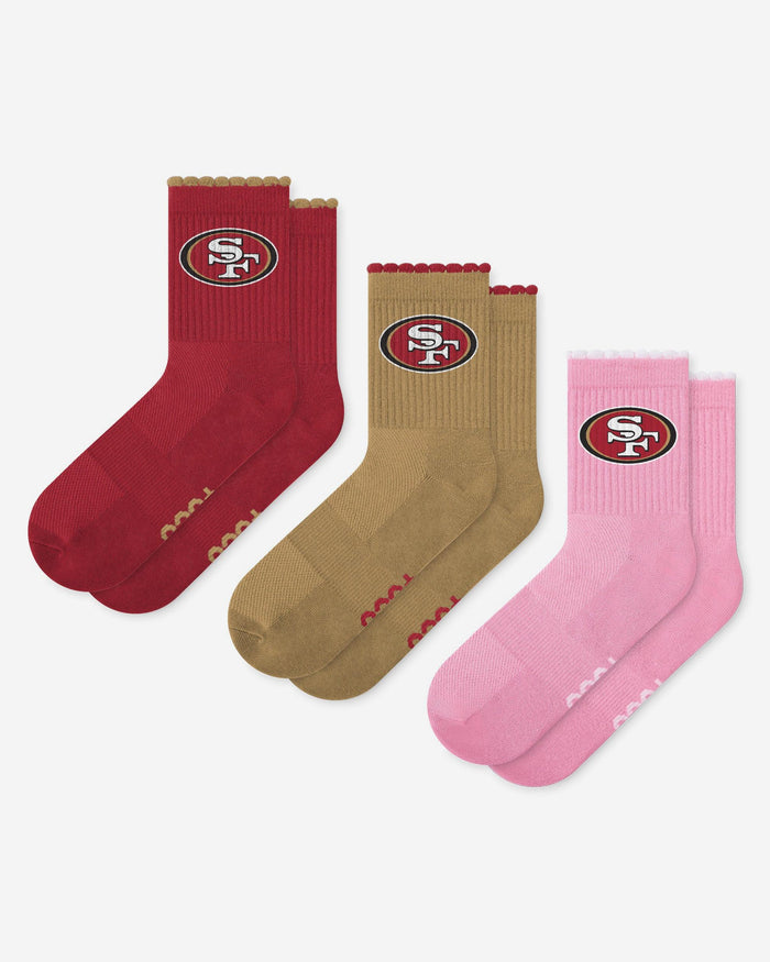 San Francisco 49ers 3-Pack Ruffle Quarter Socks