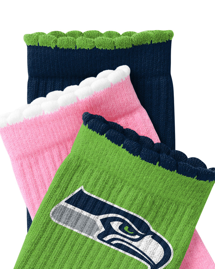 Seattle Seahawks 3-Pack Ruffle Quarter Socks