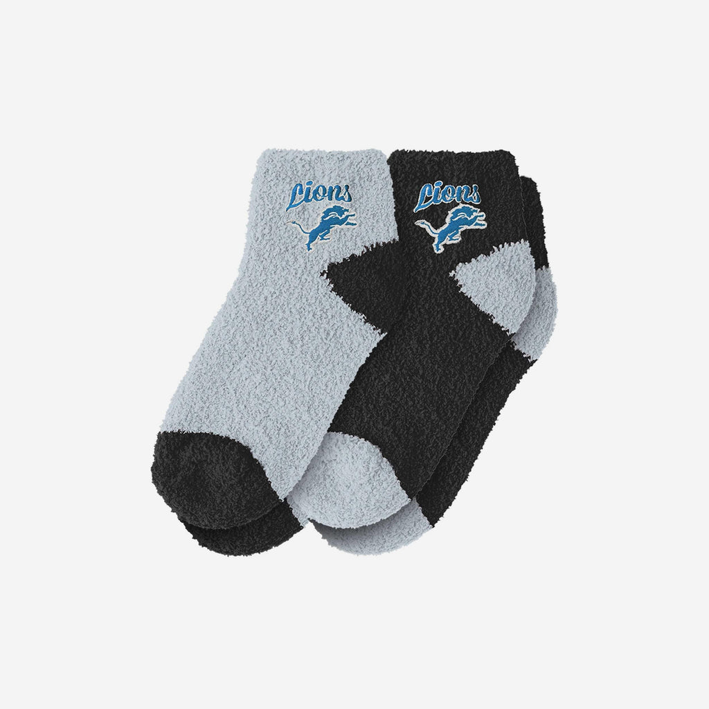 Detroit Lions 2 Pack Womens Script Logo Fuzzy Ankle Socks FOCO - FOCO.com