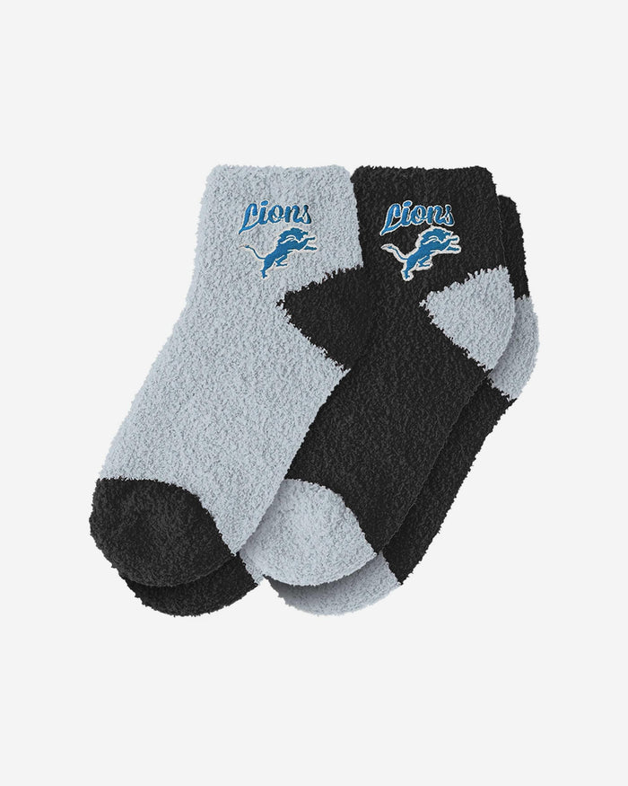 Detroit Lions 2 Pack Womens Script Logo Fuzzy Ankle Socks FOCO - FOCO.com
