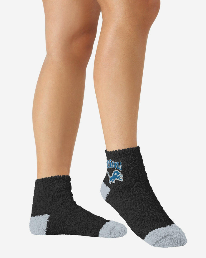 Detroit Lions 2 Pack Womens Script Logo Fuzzy Ankle Socks FOCO - FOCO.com