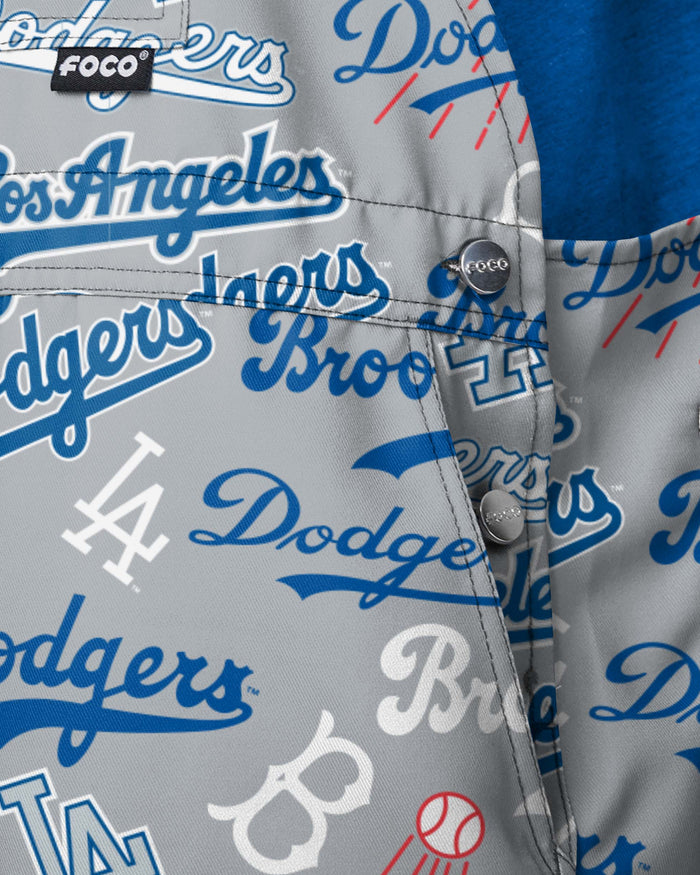 Los Angeles Dodgers Mens Historic Print Bib Shortalls FOCO - FOCO.com