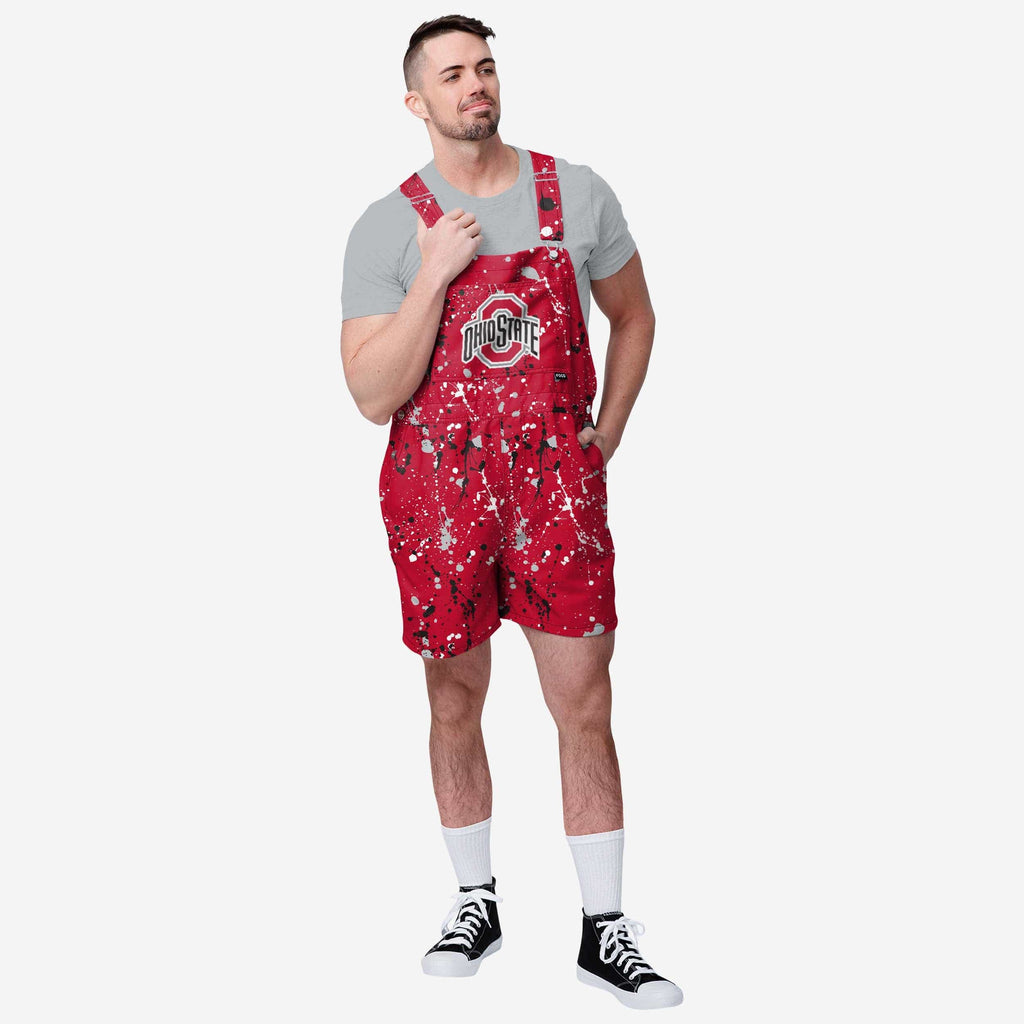 Ohio State Buckeyes Mens Paint Splatter Bib Shortalls FOCO S - FOCO.com