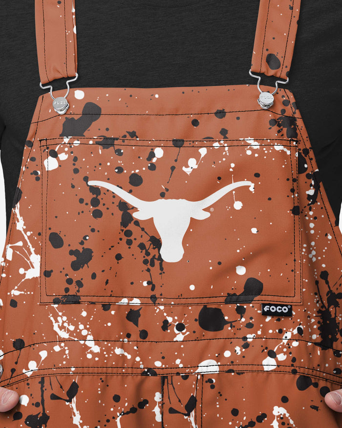 Texas Longhorns Mens Paint Splatter Bib Shortalls FOCO - FOCO.com