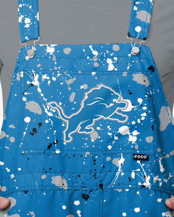 Detroit Lions Mens Paint Splatter Bib Shortalls FOCO - FOCO.com