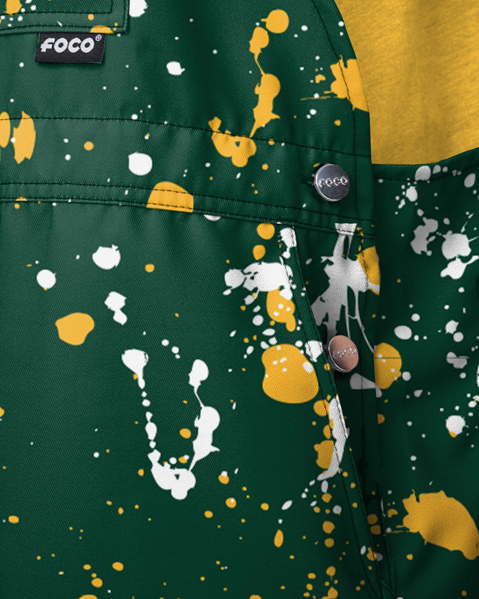 Green Bay Packers Mens Paint Splatter Bib Shortalls FOCO - FOCO.com