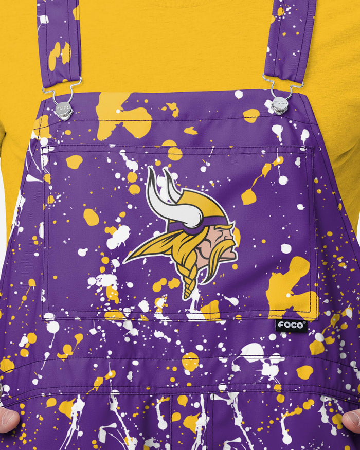 Minnesota Vikings Mens Paint Splatter Bib Shortalls FOCO - FOCO.com