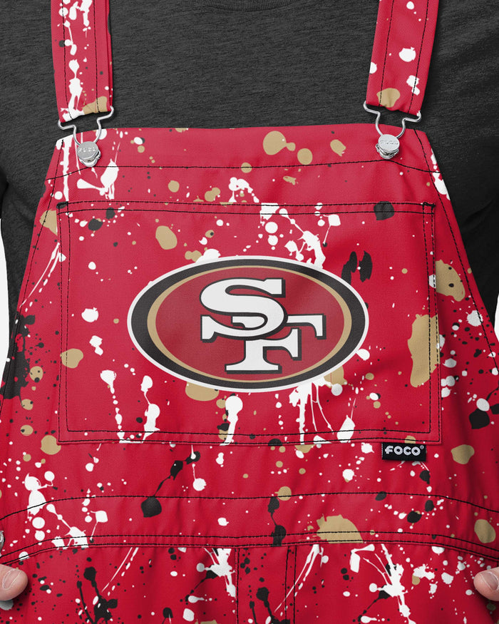 San Francisco 49ers Mens Paint Splatter Bib Shortalls FOCO - FOCO.com