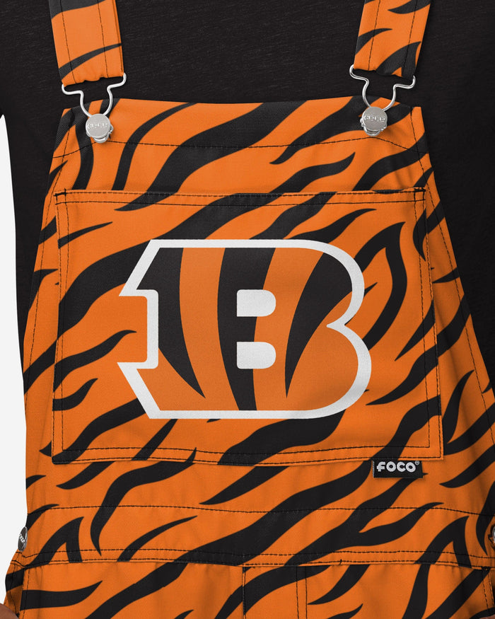 Cincinnati Bengals Mens Tiger Stripe Thematic Bib Shortalls FOCO - FOCO.com