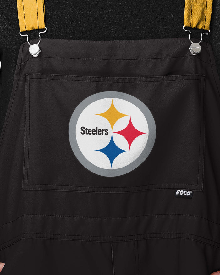Pittsburgh Steelers Mens Team Stripe Bib Shortalls FOCO - FOCO.com