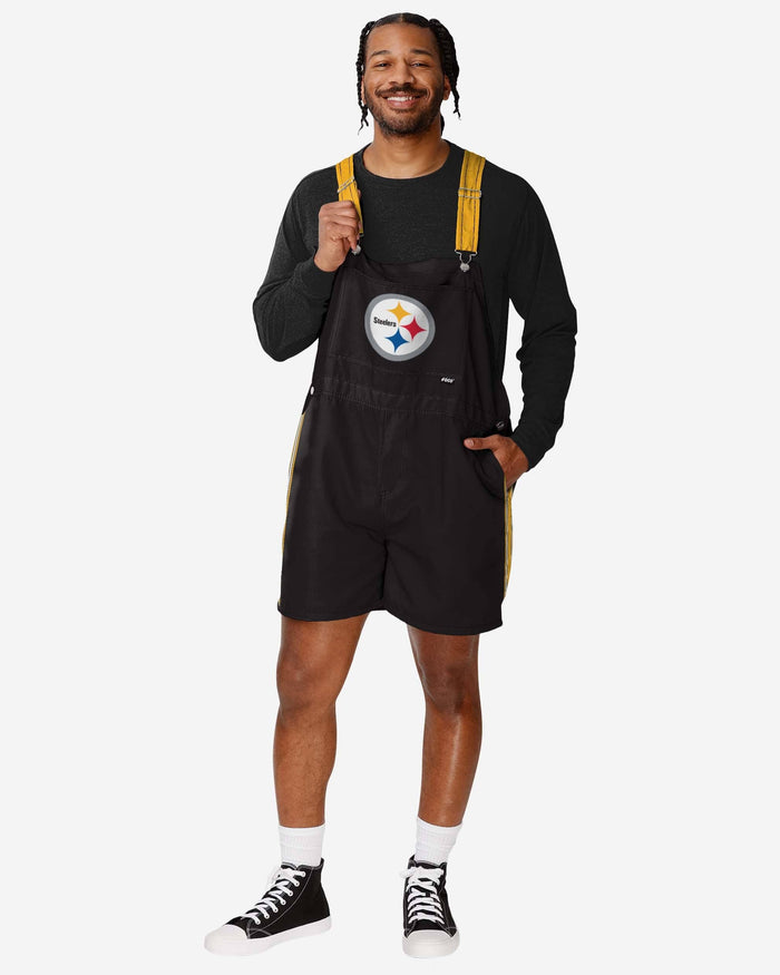 Pittsburgh Steelers Mens Team Stripe Bib Shortalls FOCO S - FOCO.com