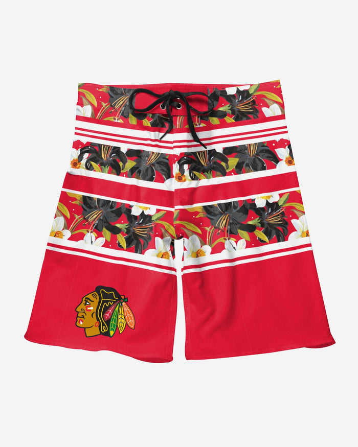 Chicago Blackhawks Floral Stripe Boardshorts FOCO - FOCO.com