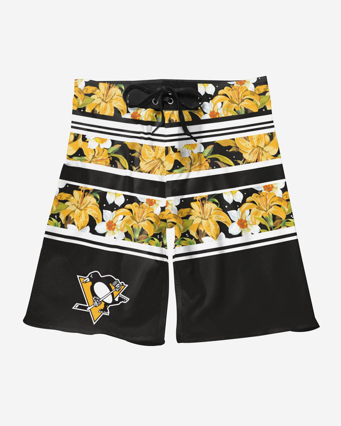 Pittsburgh Penguins Floral Stripe Boardshorts FOCO - FOCO.com