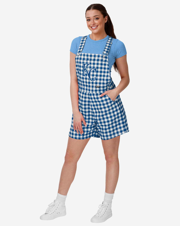 Kansas City Royals Womens Gingham Check Bib Shortalls, Size: 2XL