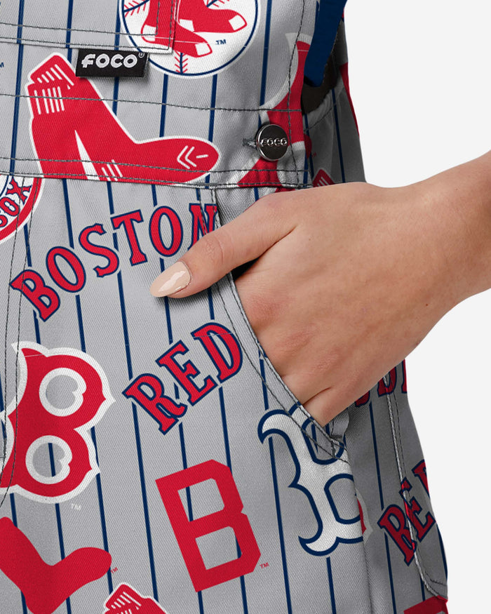 Boston Red Sox Womens Historic Print Bib Shortalls FOCO - FOCO.com