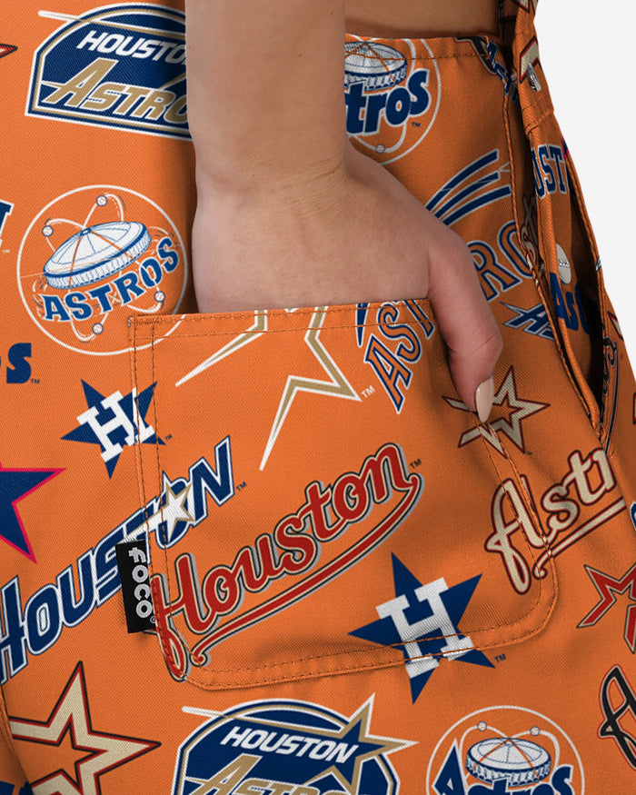 Houston Astros Womens Historic Print Bib Shortalls FOCO - FOCO.com