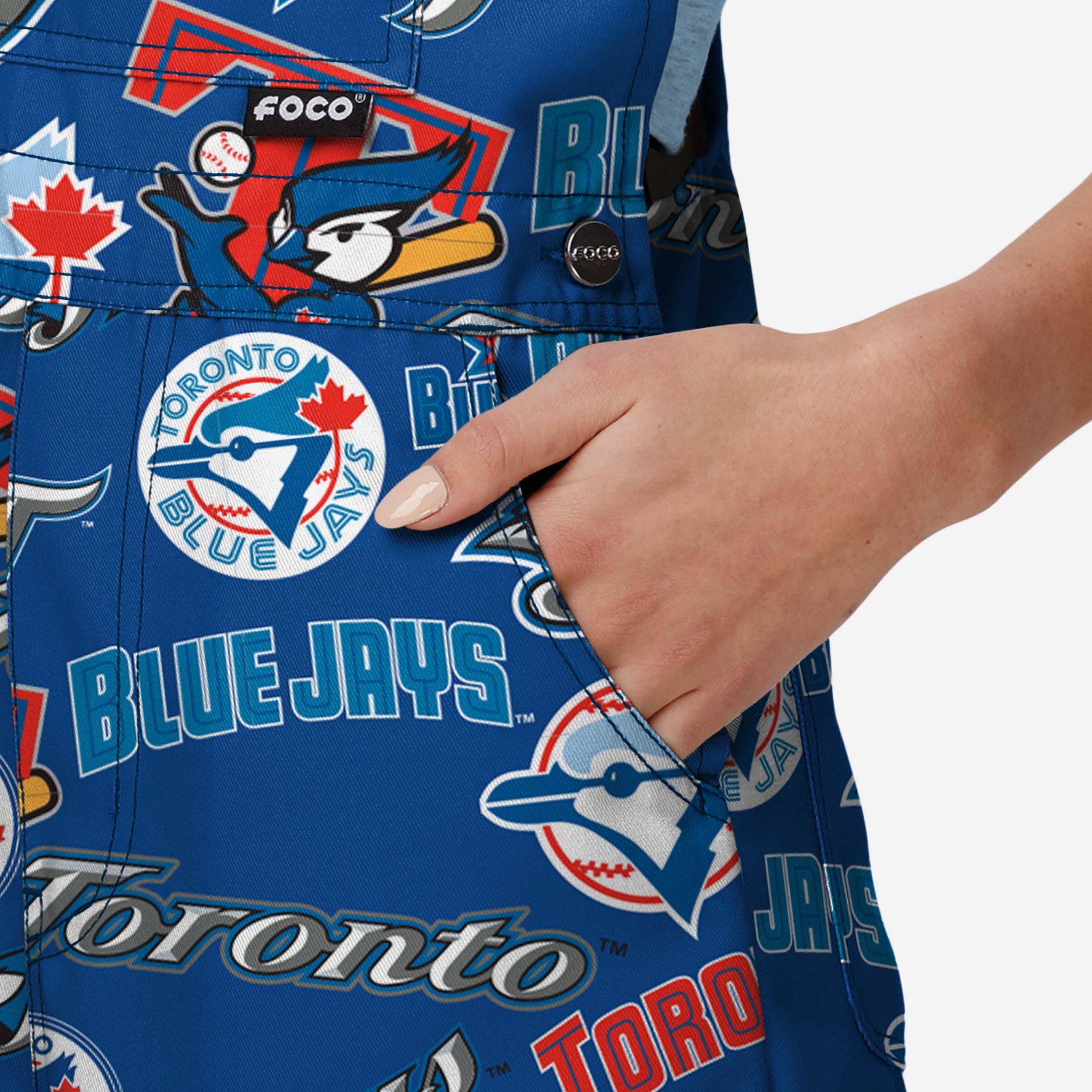 Toronto Blue Jays Womens Historic Print Bib Shortalls, Size: L Toronto Blue Jays Womens Historic Print Bib Shortalls, Size: L