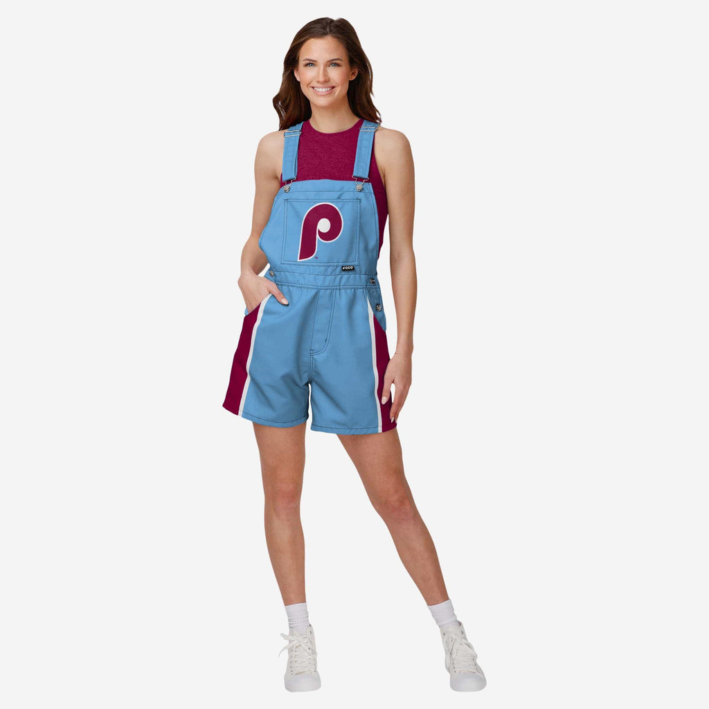 Philadelphia Phillies Womens Team Stripe Bib Shortalls FOCO